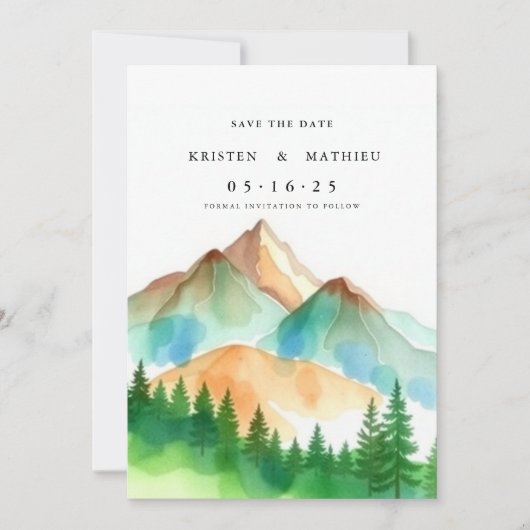 Typografie Mountain Save The Date (Voorkant)