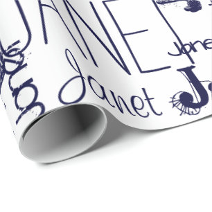 Typografie Navy Blue Cadeaupapier