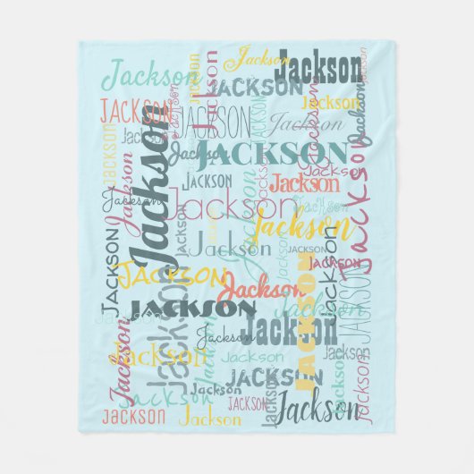 Typografie Neutraal Blauw van het Namen van baby's Fleece Deken (Voorkant)
