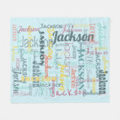 Typografie Neutraal Blauw van het Namen van baby's Fleece Deken (Voorkant (Horizontaal))