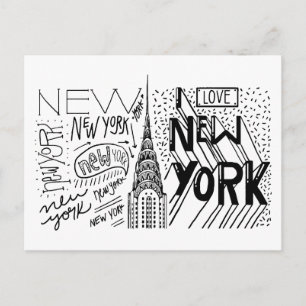 Typografie New York City, New York Briefkaart