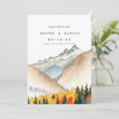 Typografie Online Mountain Save The Date (Staand voorkant)