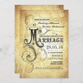  typografie Oude huwelijksuitnodigingen Kaart (Voorkant / Achterkant)