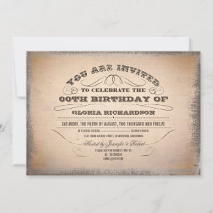  typografie oude verjaardagsuitnodigingen kaart