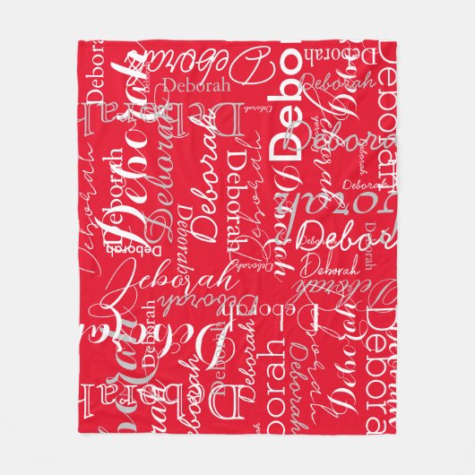 Typografie Patroon White Names Red Fleece Blanket (Voorkant)