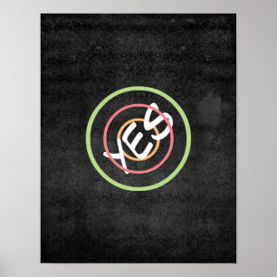 typografie poster ja op houtskool