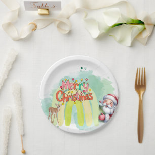 Typografie Prettig kerstfeest en lichten & herten Papieren Bordje