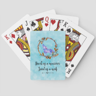 Typografie Quote met een Waterverf Wolf Boho Styl Speelkaarten