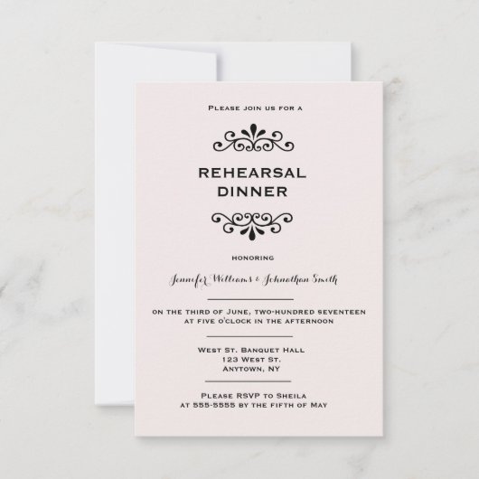  typografie repetitie dineruitnodigingen kaart (Voorkant)