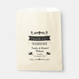 Typografie Retro bruiloft zwart en wit Bedankzakje