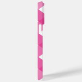 Typografie Roze Gingham iPhone Case met Naam (Achterkant / Rechts)