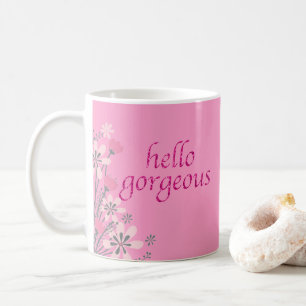 Typografie Roze Glitter   Meisje Hallo Praktisch Koffiemok