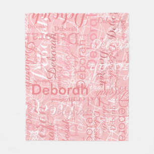 Typografie Roze namen op Bleke roze vlies Fleece Deken