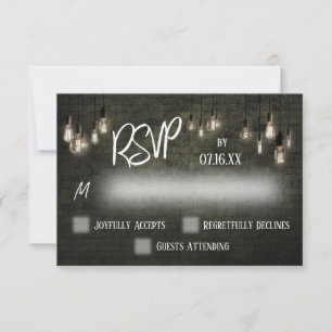 Typografie RSVP, industriële stenen, edisonlichten RSVP Kaartje