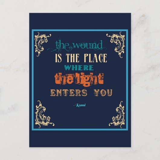 Typografie Rumi Quote - De wond Briefkaart (Voorkant)