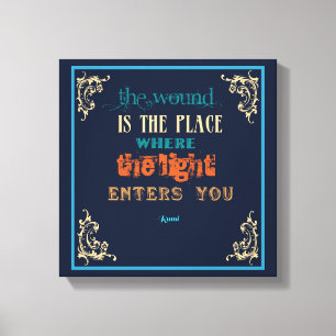 Typografie Rumi Quote - De wond Canvas Afdruk