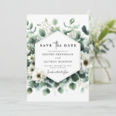Typografie Rustieke Eucalyptus Digitale bruiloft Save The Date (Staand voorkant)