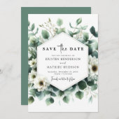Typografie Rustieke Eucalyptus Digitale bruiloft Save The Date (Voorkant / Achterkant)