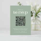 Typografie Sage Green QR code Bruiloft RSVP Kaartje (Staand voorkant)