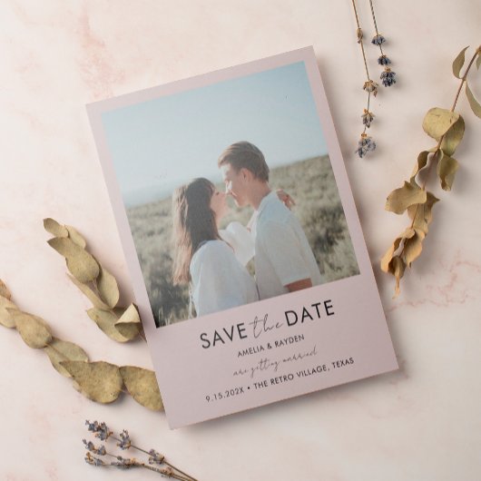 Typografie Script Boho Photo Wedding Sla de datum  Magnetische Uitnodiging