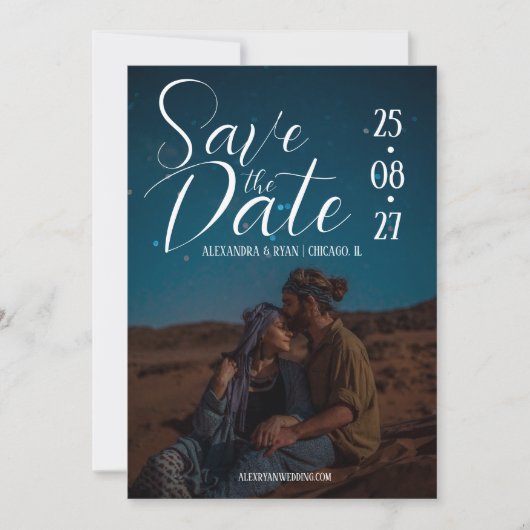 Typografie Script Foto Overlay Bruiloft Save The Date (Voorkant)