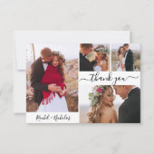 Typografie Script Hart 4 Foto Collage Bruiloft Bedankkaart (Voorkant)