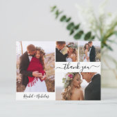 Typografie Script Hart 4 Foto Collage Bruiloft Bedankkaart (Staand voorkant)
