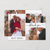 Typografie Script Hart 4 Foto Collage Bruiloft Bedankkaart (Voorkant / Achterkant)