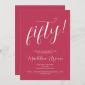 Typografie Script Magenta 50ste verjaardag Kaart (Voorkant / Achterkant)