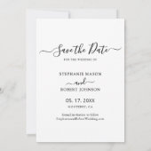 Typografie Script minimaal 3 Fotocollage bruiloft Save The Date (Achterkant)