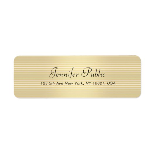 Typografie Script Modern Elegant Faux Gold Trendy Etiket (Voorkant)