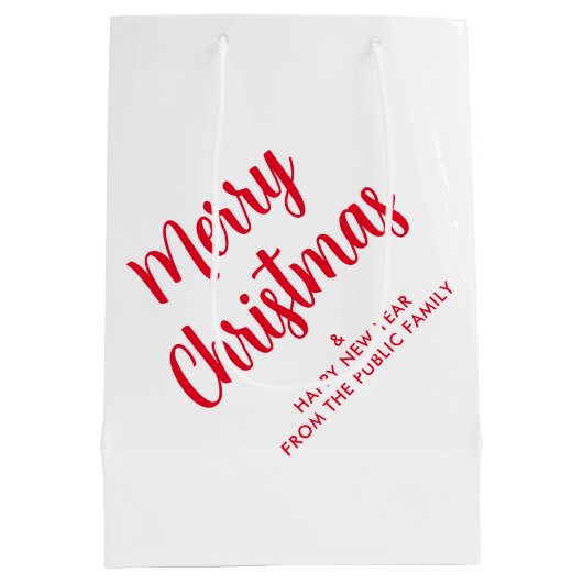 Typografie Script Prettig Kerstfeest Elegante Sjab Medium Cadeauzakje (Achterkant)