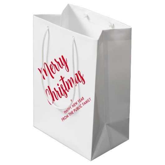 Typografie Script Prettig Kerstfeest Elegante Sjab Medium Cadeauzakje (Achterkant Gekanteld)