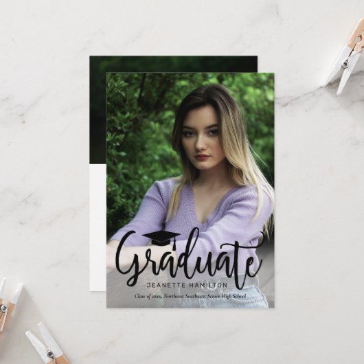 Typografie-script voor-/achterfoto-Afstuderen Invi Kaart (Voorkant / Achterkant in situ)