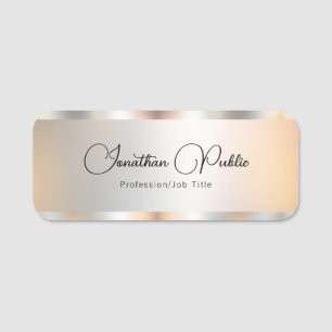 Typografie-scripttekst Silver Sjabloon Elegant Naamplaatje