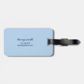 Typografie Shadow Modern Blue Traveller Bagagelabe Bagagelabel (Achterkant horizontaal)