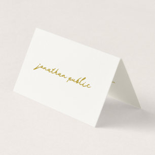 Typografie Signature Cream & Gold Folded Luxury Visitekaartjes