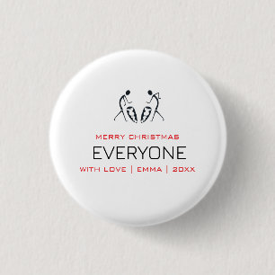 Typografie, Silhouette drummers Kerstmis Ronde Button 3,2 Cm