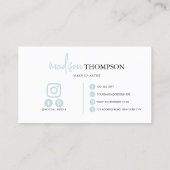 Typografie Sky Blue QR Code Monogrammed Script Visitekaartje (Achterkant)