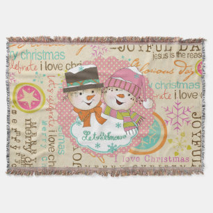 Typografie Snowmen laat de sneeuwvakantieperiode d Deken