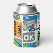 Typografie spel pixel: speelse achtergrond. blikjeskoeler (Blikje Achterkant)