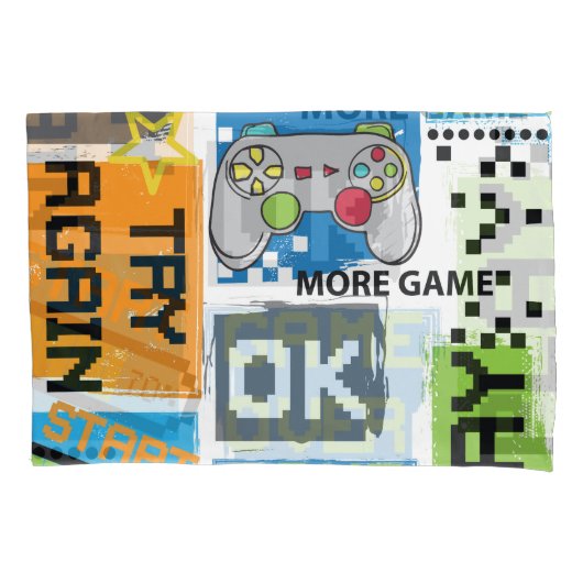 Typografie spel pixel: speelse achtergrond. kussensloop (Voorkant)