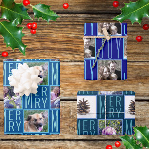 Typografie Square Photos Chic Navy Dark Blue Inpakpapier Vel