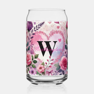 Typografie tekst bloemhart romantisch aquarel  blikvorm glas