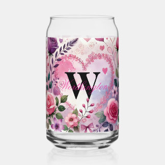 Typografie tekst bloemhart romantisch waterverf  blikvorm glas