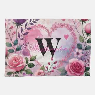 Typografie tekst bloemhartjes romantisch waterverf theedoek