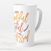 Typografie Thankful Grateful Blessed Quote Latte Mok (Rechterhoek)