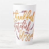 Typografie Thankful Grateful Blessed Quote Latte Mok (Voorkant)