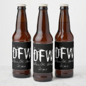 Typografie van de luchthavencode DFW Dallas Bier Etiket (Flessen)