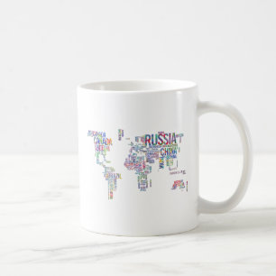 Typografie van de Waterverf van de wereldlanden Koffiemok